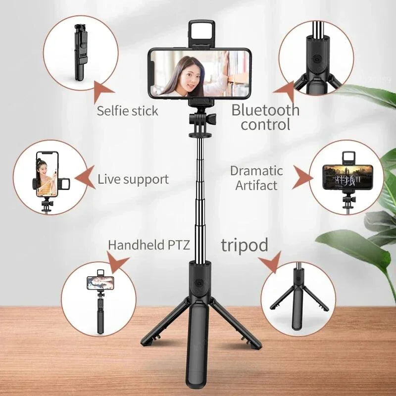 Wireless Selfie Stick Portable Tripod Stand Multifunctional Tripod With Wireless Bluetooth Remote Shutter For IOS Android Phone