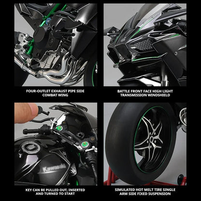Ignition Start SuPer-Large high-End Spray Dynamic1:6 Kawasaki h2r Simulation Locomotive Motorcycle Alloy Car Model Oversized Toy