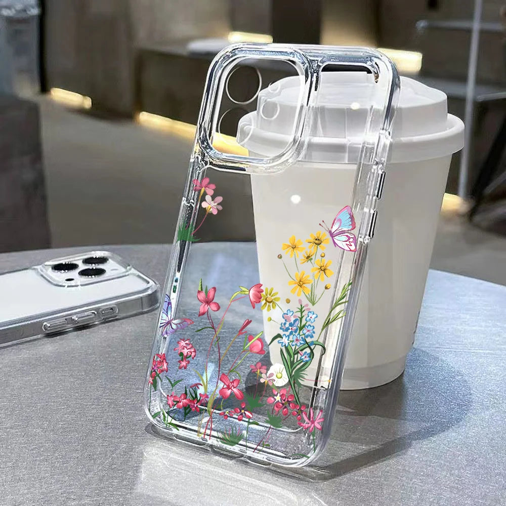 S25 Ultra Case For Samsung A55 5G A54 A53 A52 A56 A36 A26 A33 A34 A16 A35 A32 S24 S23 Plus S22 S21 S20 FE Flower Soft TPU Cover