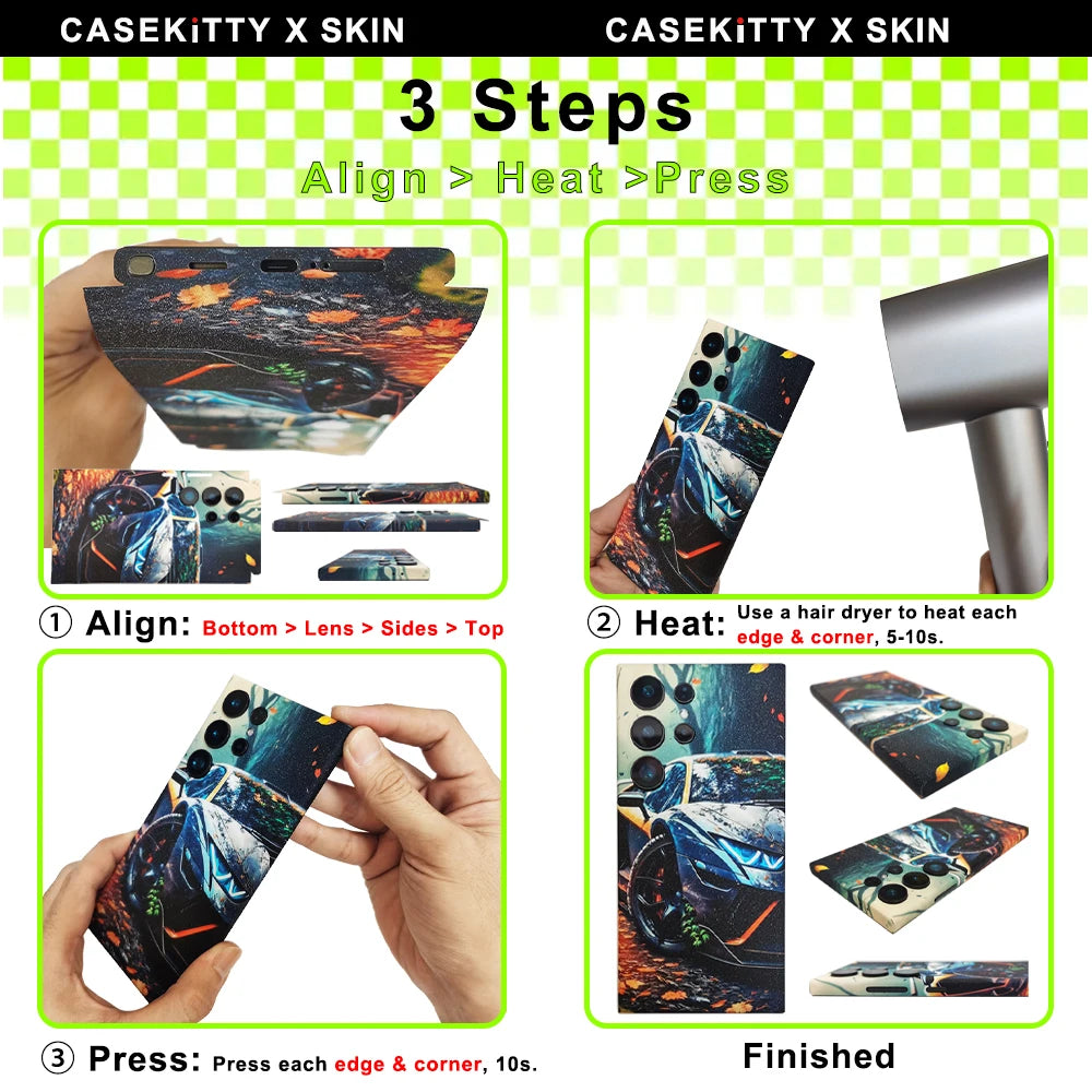 CASEKiTTY Skin For Galaxy S24 Ultra Back Film Samsung S23 Ultra Sticker S22 Plus Protective Decal Wrap Screen Protector No Case