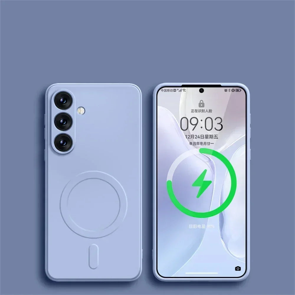 Original Liquid Silicone Magnetic Wireless Charge Case For Samsung Galaxy S25 S24 S23 S22 S21 Ultra For Magsafe Shockproof Cover