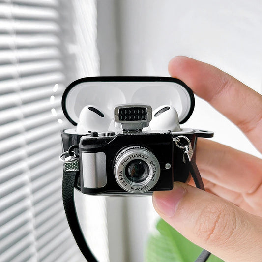 For Apple Airpods Pro 1 2 Case Cute Flash Light Camera Earphone Case With Strap For Air Pods 3 2 1 TPU Bluetooth Headphone Bags