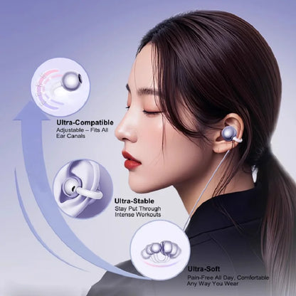 NEW Clip-on Type C&3.5mm Wired Headphones HIFI Sound Sports Earbuds Handfree Gaming Headsets With HD Mic Earphones For Samsung