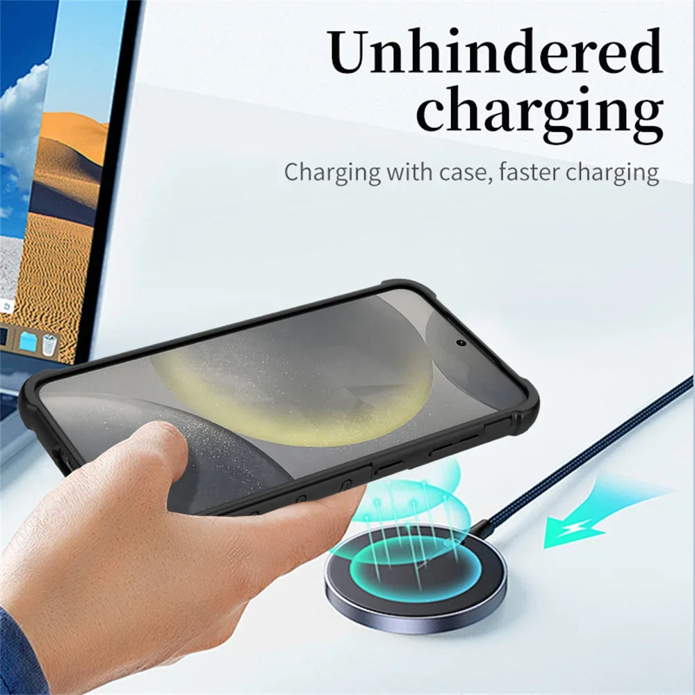 Anti-slip Bumper Armor Magnetic Phone Case For Samsung S24 S25 Plus S23 Ultra A55 A54 A35 A34 A25 A15 A14 A13  For Magsafe Cover