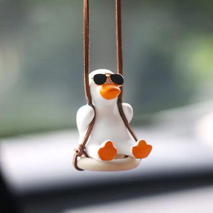 Adorable Duck Car Ornaments for Women, Tire Swing Interior Mirror Pendant