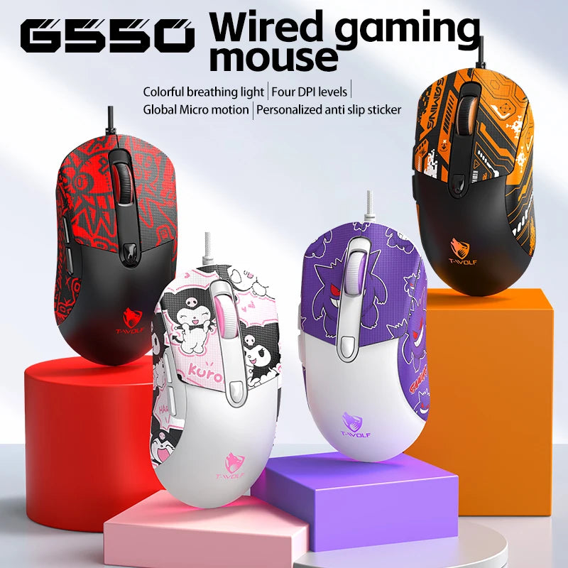 2026 Wired Gaming Mouse Cute Personalized Anti Slip Sticker 6-Key Office Mouse Suitable For Desktop And Laptop Computers NEW HOT