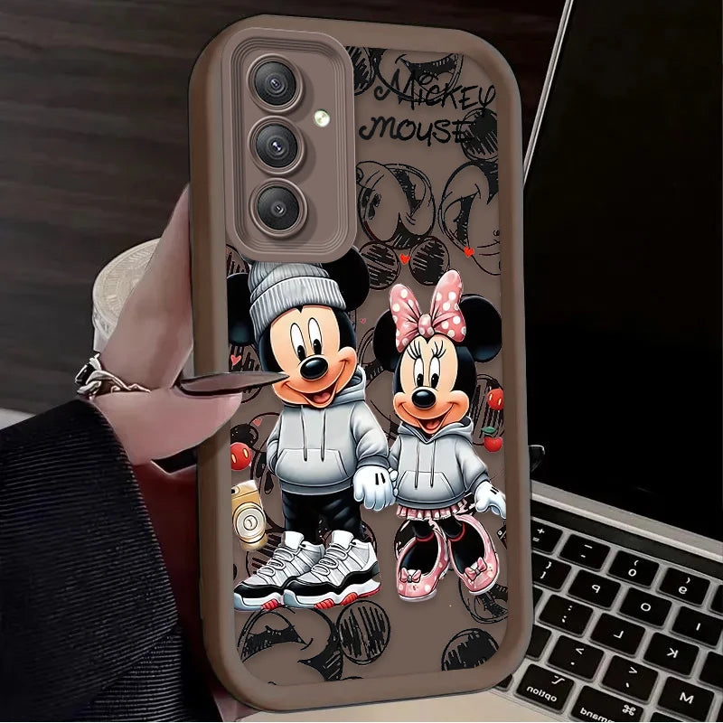 Fashion Disney Mickey Minnie Case for Samsung Galaxy S25 S24 S23 Ultra S22 S21 Plus FE 5G A54 A34 A14 A73 A53 A33 5G Soft Cover