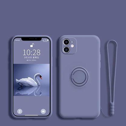 Ring Holder Magnetic Case For Samsung Galaxy S21 S22 Ultra S20 S21 FE S10 Plus Note 20 S9 Plus Soft Liquid Silicone Stand Cover