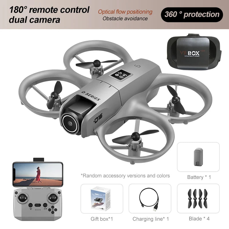 D16 Mini Drone 8K HD Dual Camera Profesional 180° Electric Adjustable GPS Positioning Obstacle Avoidance Bushless Uav 15000M