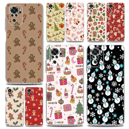 Phone Case For Xiaomi Redmi Note 14 13 12 4G 9S 9 10 11 Pro Plus 5G 14C 13C 12C 10C 9A Clear Soft TPU Cover Cartoon Christmas