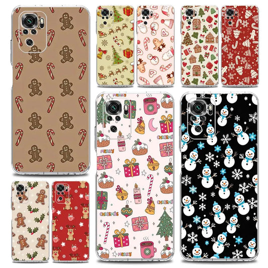Phone Case For Xiaomi Redmi Note 14 13 12 4G 9S 9 10 11 Pro Plus 5G 14C 13C 12C 10C 9A Clear Soft TPU Cover Cartoon Christmas
