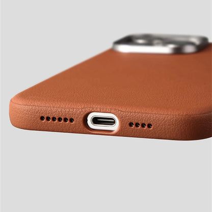 Luxury Business PU Leather Magnetic Case For iPhone 16 Plus 15 14 Pro Max Light Thin Magsafe Wireless Charge Shockproof Cover