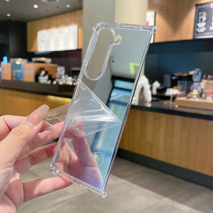 Girl Makeup Mirror Luxury Airbag Bumper Case for Samsung Galaxy Zfold6 Z Fold 6 5 4 3 Fold4 ZFold5 Plating Mirror Cover Z Fold 6