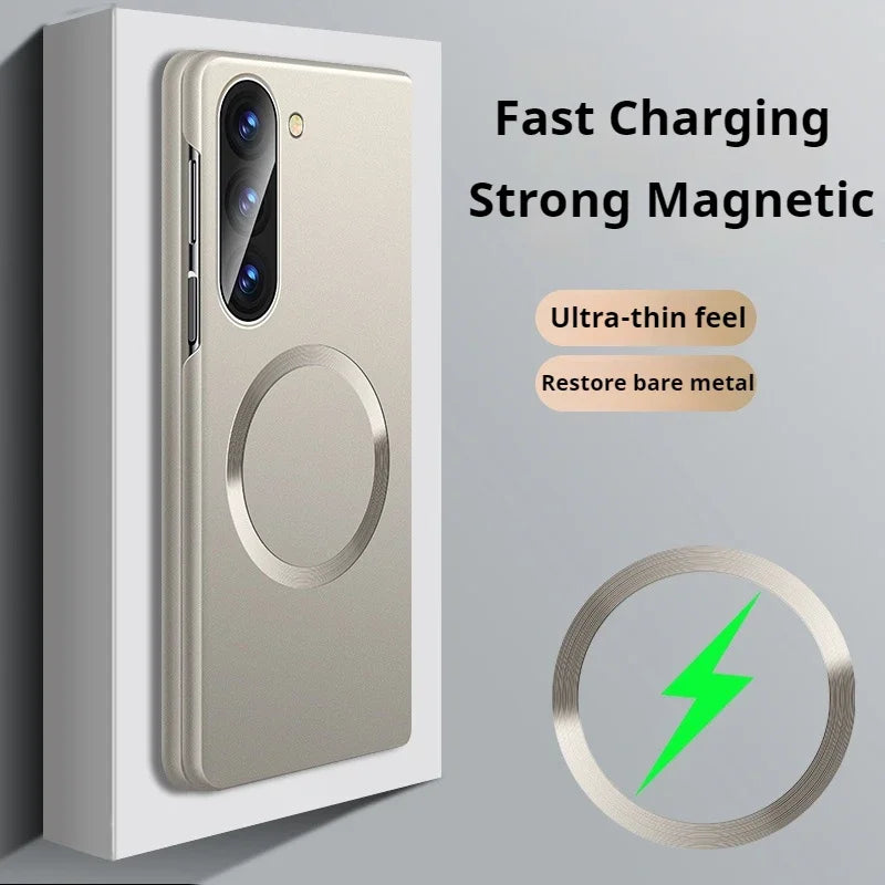 Ultra Thin Matte Metallic Magsafe Magnetic Case For Samsung Galaxy Z Fold 7 6 5 4 3 Wireless Charge Shockproof Protection  Cover