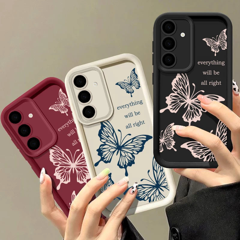 Butterfly Case For Samsung Galaxy S25 S24 S23 S22 Ultra S21 S24 FE A14 A34 A15 A35 A52 A53 A54 A16 A56 5G Shockproof Soft Cover
