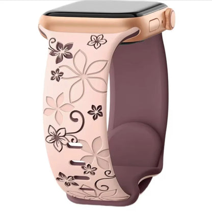 Engraved Strap For Apple Watch Bands 40mm 44mm 41mm 49mm 45mm 38mm 42mm Silicone Bracelet For iwatch Series 9 7 SE 6 5 4 8 Ultra