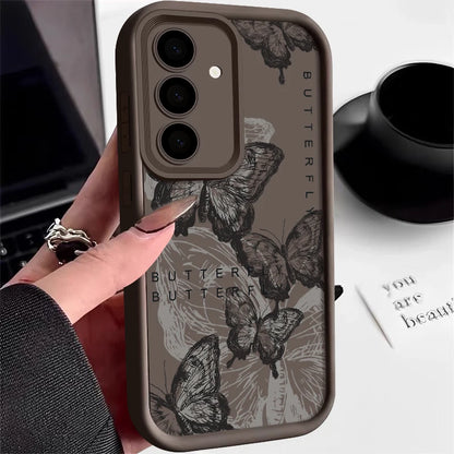Ink Butterfly Case For Samsung Galaxy S25 Edge S25 S24 S23 S22 Ultra S21 S24 FE A14 A34 A15 A35 A53 A54 A56 5G TPU Phone Cover ﻿