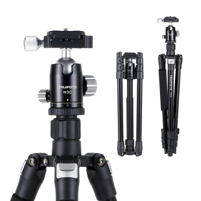 Photography tripod for digital SLR cameras, compatible with macro photography, portable travel tripod with inverted center post