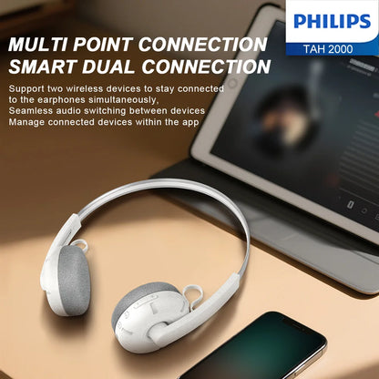 PHILIPS TAH2000 Over-ear Bluetooth Headphones Feature a Simple And Adjustable Design,And The Ear Pads Fit The Ears More Closely