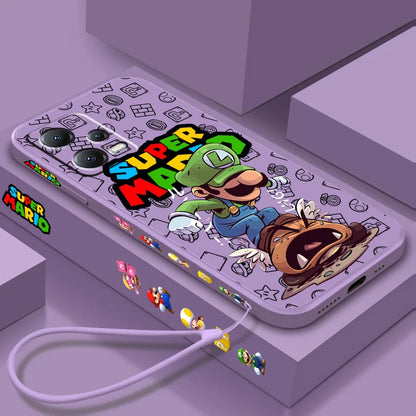 S-Super M-Marios B-Bros Liquid Left Rope For Xiaomi Redmi Note 13 12 12S 12R 11 11T 11S 10 10S Pro Plus 5G Back Phone Case