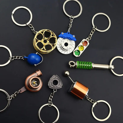 Creative Gear Head Keychain Speed Gearbox Keyring for Car Key Turbo Hub Brake Disc Pendant Shock Absorber Keys Holder Chain Ring