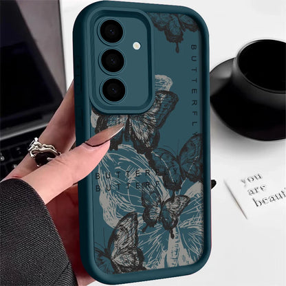 Ink Butterfly Case For Samsung Galaxy S25 Edge S25 S24 S23 S22 Ultra S21 S24 FE A14 A34 A15 A35 A53 A54 A56 5G TPU Phone Cover ﻿