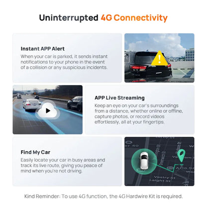 70mai Dash Cam A510 1944P HDR GPS ADAS 4G Connectivity 70mai 4G Front Cam A510 Car DVR 24H Parking Support Rear Cam