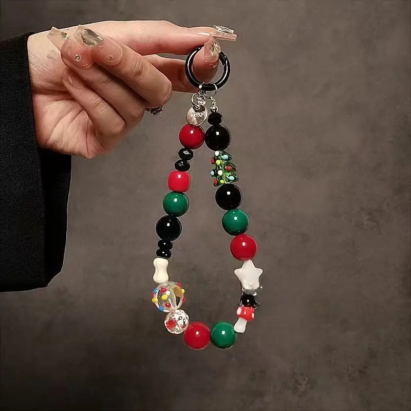 Cute Christmas Phone Chain Pendant Wrist Strap Anti-lost Lanyard Festival For iPhone Decorative Strap Bracelet Phone Accessories
