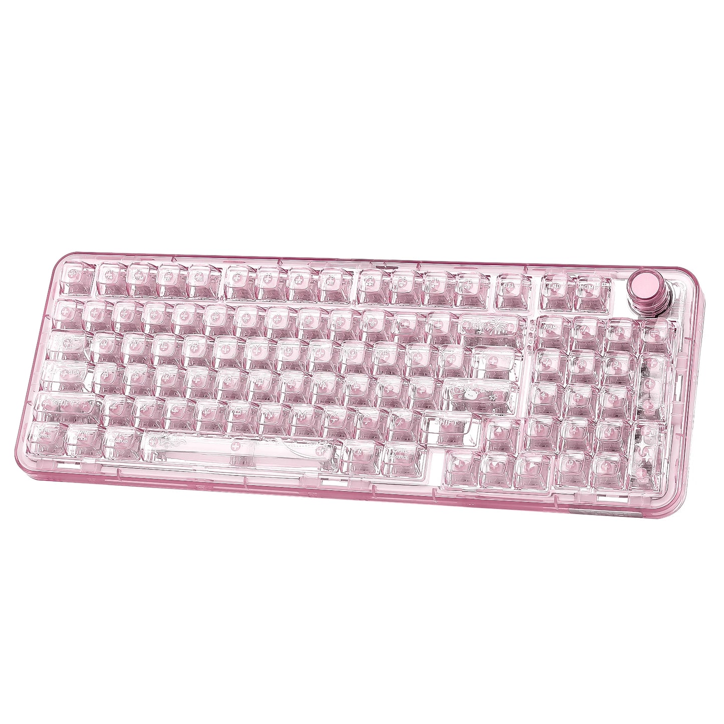 YUNZII X98 Pink QMK/VIA Wireless Transparent RGB Keyboard, Hot-Swap Gasket Mechanical Gaming Keyboard, Pre-lubed Knob Keyboard