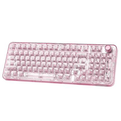YUNZII X98 Pink QMK/VIA Wireless Transparent RGB Keyboard, Hot-Swap Gasket Mechanical Gaming Keyboard, Pre-lubed Knob Keyboard
