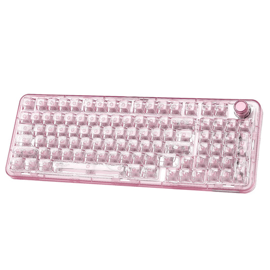 YUNZII X98 Pink QMK/VIA Wireless Transparent RGB Keyboard, Hot-Swap Gasket Mechanical Gaming Keyboard, Pre-lubed Knob Keyboard
