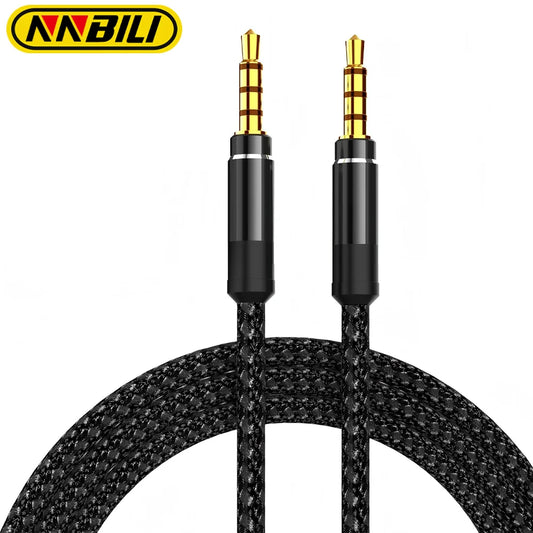 NNBILI 1.5M Jack 3.5mm Audio Cable Nylon Braid 3.5mm Car AUX Cable Headphone Extension Code for Phone Car Headset Speaker