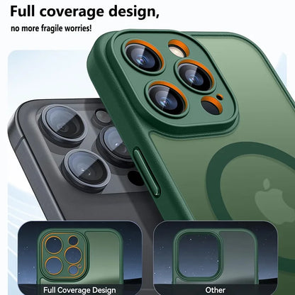 Luxury Frosted Phone Case For iPhone 16 15 14 13 12 11 Pro Max Plus 17 Air For Magsafe Matte Transparent Magnetic Cover