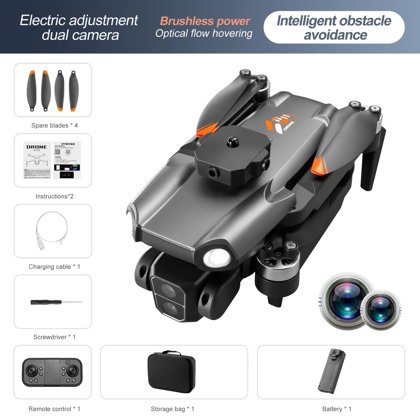 Professional S119 Drone 8K With Dual Camera 5G WIFI Smart Obstacle Avoidance FPV Brushless Motor RC Quadcopter Mini Dron