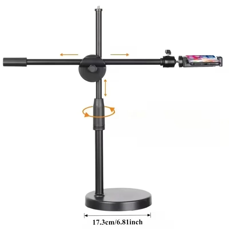 Overhead Tripod Table Tabletop Shooting Stand Tripods with Mobile Phone Holder Boom Arm for Smartphones Photography,Vlogging