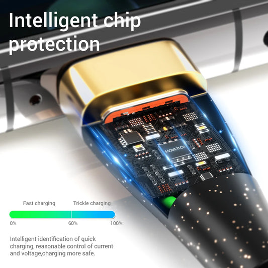 6A Super Fast Charging Cable 3 in 1 100W for Huawei IPhone Micro USB Type-C Fast Charger Accessories USB Type-C Data Line Cord