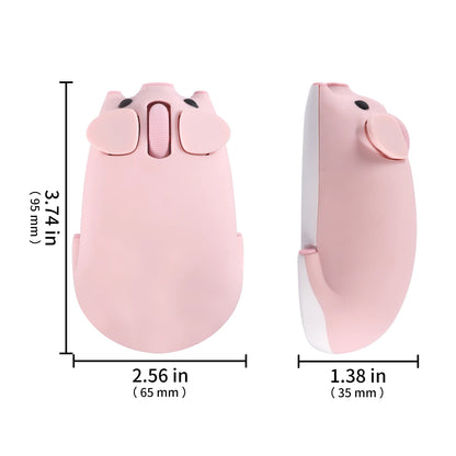 Cartoon Pig Design Computer Mouse Dual-mode 2.4G+Bluetooth Cute Ergonomic Optical Mice Game Laptop PC Universal For Girl Gift