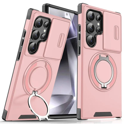 Armor Magnetic Bracket Case for Samsung S25 S24 S22 S21 S23 S20 Ultra Plus FE Slide Camera Protection Shockproof Cover
