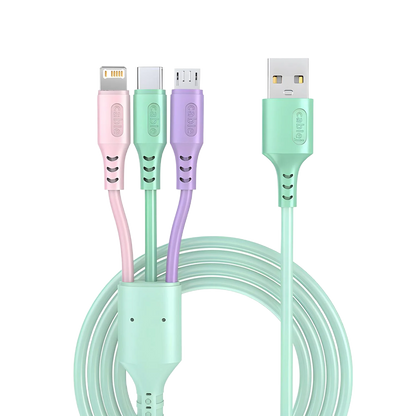 3 In 1 Super Fast Charging Cable For iPhone15 14 13 12 11 X Pro Max Micro USB Type-C Phone Charger USBC Data Cable
