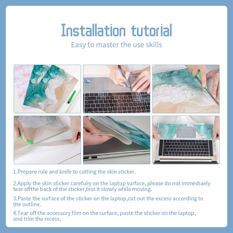 DIY Marble Cover Laptop Skins Vinyl Stickers 13"14"15.6"17.3"PVC Film Waterproof Skin Decorate Decal for Macbook/Lenovo/HP/Acer