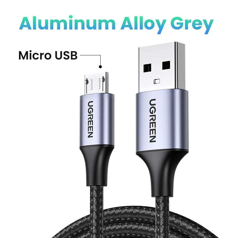 Ugreen Micro USB Cable 3A Nylon Fast Charging USB Type C Cable for Samsung Xiaomi HTC USB Charger Data Cable Mobile Phone Cable