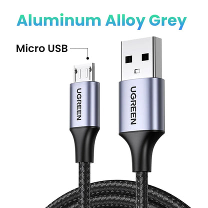 Ugreen Micro USB Cable 3A Nylon Fast Charging USB Type C Cable for Samsung Xiaomi HTC USB Charger Data Cable Mobile Phone Cable