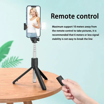 Selfie Stick Telescopic Travel Handheld Tripod Portable Phone Stand [700mm] Bluetooth Remote Extendable Phone Tripod