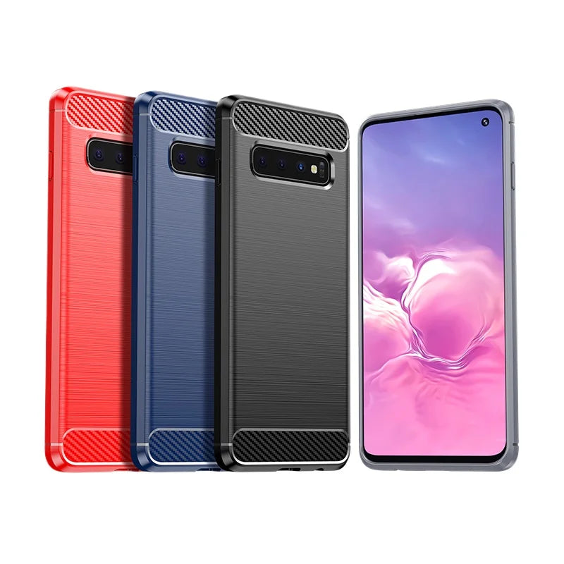 Shockproof Silicone Case For Sansung Galaxy S10 S10E S10Plus  Fiber Case Fundas