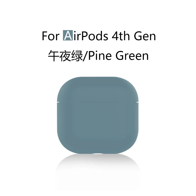 for 2024 AirPods 4 earbuds Solid color Earphone Protector cases with keychain liquid silicone soft for New AirPods 4 ANC Cases