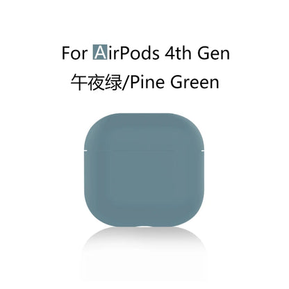 for 2024 AirPods 4 earbuds Solid color Earphone Protector cases with keychain liquid silicone soft for New AirPods 4 ANC Cases