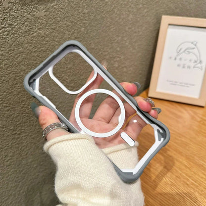 Hit Color Magnetic For Magesafe Wireless Charge Case For iPhone 16 13 14 12 15 Pro Max Transparent Shockproof Bumper Back Cover