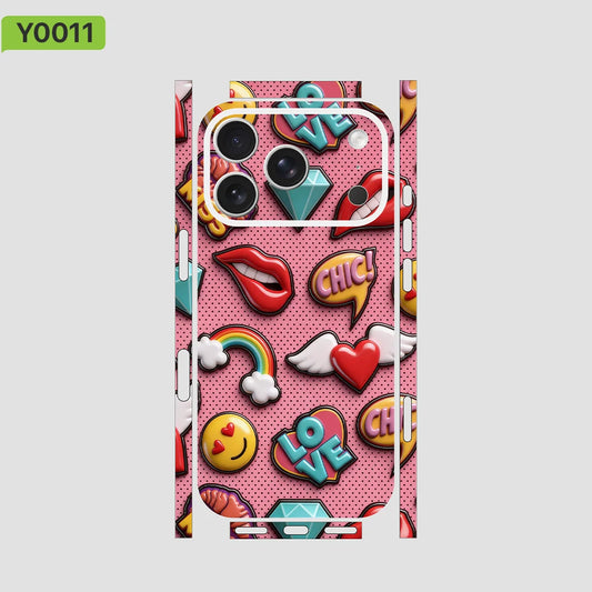 Skin Sticker Wrap for iPhone 13/14/15/16/17 Pro Max Decal Protective Film for Back, Frame, Camera(Not Phone Case)