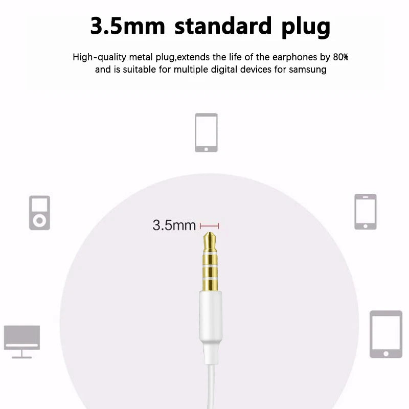 For Samsung Earphone EHS61 S5830 3.5mm Wired Headset With Mic For Galaxy A15 A14 A06 A05 A25 A34 A13 A12 M15 M34 M14 S9 S10 Plus