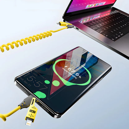 Zinc Alloy USB-C 4IN1 65w Fast Charging Cable for iPhone Usb Type C Cable For iPhone Xiaomi Samsung PD spring data cable USB